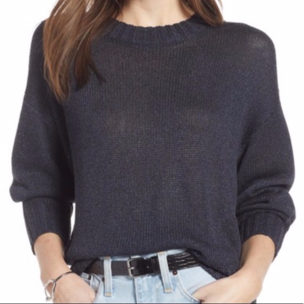 NWT Something Navy Subtle Sheen Sweater Size S